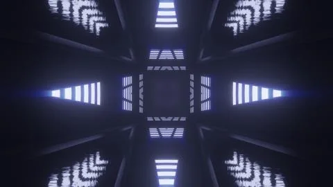 Futuristic sci fi space hall 3d rendering illustration background Stock Illustration