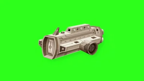 Futuristic Sci-Fi Space Object Floating on Green Screen Background Stock Footage 345037681