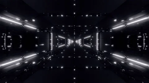 Futuristic sci fi space ship tunnel Stock Footage 160544462