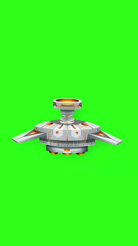 Futuristic Sci-Fi Space Station Floating on Green Screen Background Stock Footage 345206828