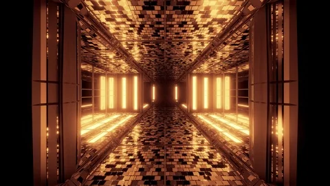 Futuristic sci-fi space tunnel corridor with bricks texture 3d illustration Stock Footage 119907045