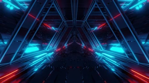 Futuristic sci-fi space war ship hangar tunnel corridor with reflective glass Stockbeeldmateriaal 122100234