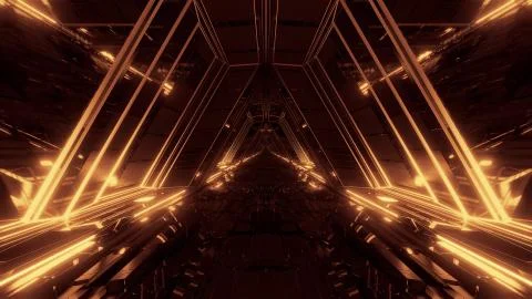 Futuristic sci-fi space war ship hangar tunnel corridor with reflective glass Stock Illustration