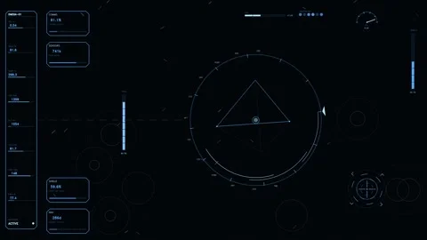 Futuristic Sci-Fi Spacecraft Cockpit HUD Interface with Tactical Telemetry .. Stock Footage 334114780