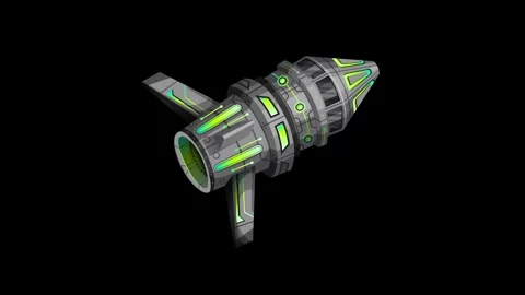 Futuristic Sci-Fi Spacecraft Floating Against a Solid Black Background Stock Footage 346372505