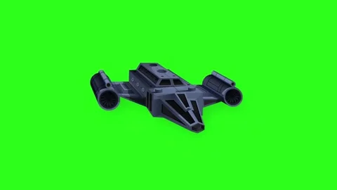 Futuristic Sci-Fi Spaceship Floating on Green Screen Background Stock Footage 344831414