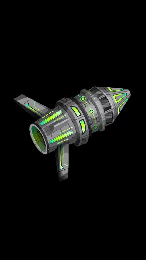 Futuristic Sci-Fi Spaceship Floating Against a Solid Black Background Stock Footage 345209186