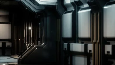 Futuristic sci fi Spaceship interior Stock Illustration