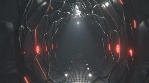 Futuristic Sci Fi Spaceship tunnel . 3d rendering Stock Illustration