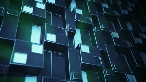 Futuristic sci-fi teal wall 3D render seamless loop animation Stock Footage 120662577