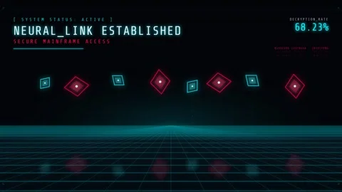 Futuristic sci-fi tech display: Neural network connection and data diagnost.. Stock Footage 336804979