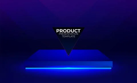 Futuristic sci-fi technology blank platform pedestal with neon lights.Vector Stock Illustration