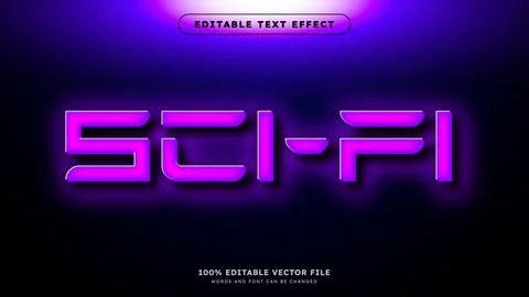 Futuristic Sci Fi Text Effect editable font modern Purple style Stock Illustration