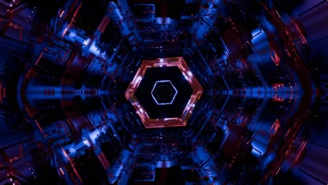 A futuristic sci-fi tunnel of colorful technology panels in a seamless VJ loop. Video stock 288322818