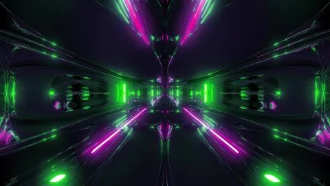 Futuristic sci-fi tunnel corridor building with nice reflection 3d illustration 스톡 일러스트