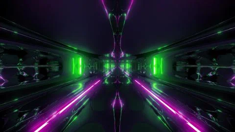 Futuristic sci-fi tunnel corridor building with nice reflection 3d illustration Ilustración de archivo