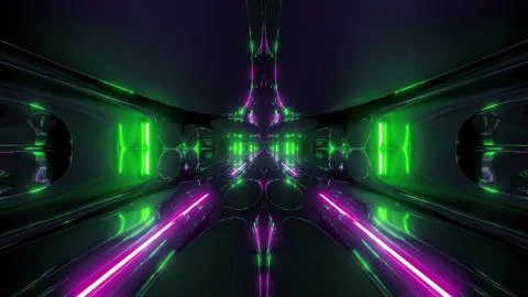 Futuristic sci-fi tunnel corridor building with nice reflection 3d illustration Ilustración de archivo
