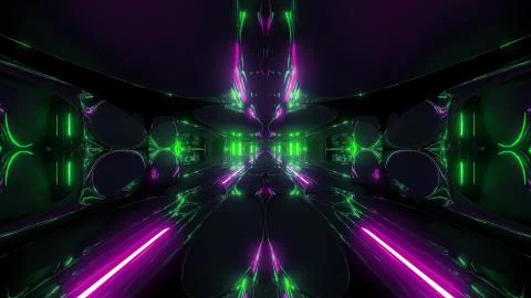 Futuristic sci-fi tunnel corridor building with nice reflection 3d illustration Ilustración de archivo