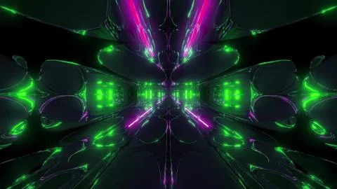 Futuristic sci-fi tunnel corridor building with nice reflection 3d illustration Stock Illustration
