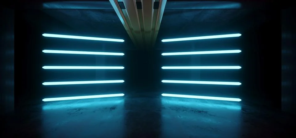 Futuristic Sci Fi Tunnel Corridor Hallway Underground Garage Grunge Studio Co Stock-Illustration