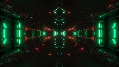 Futuristic sci-fi tunnel design with nice reflections 3d illustration wallpaper Stock Illustration