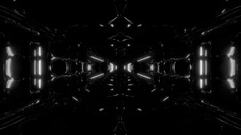 Futuristic sci-fi tunnel design with nice reflections 3d illustration wallpaper イラスト素材