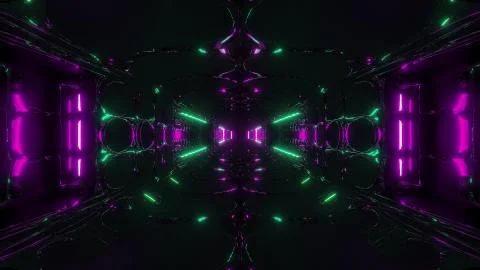 Futuristic sci-fi tunnel design with nice reflections 3d illustration wallpaper イラスト素材
