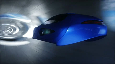 Futuristic sci fi tunnel. Flying futuristic car. Realistic 4k animation. 스톡 동영상 201597713