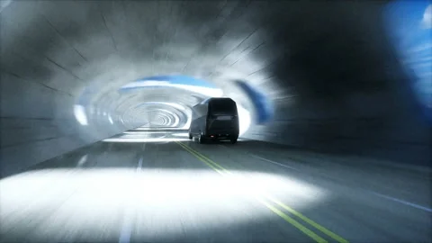 Futuristic sci fi tunnel. futuristic bus. Realistic 4k animation. 動画素材 201600631
