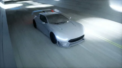 Futuristic sci fi tunnel. futuristic sport car. Realistic 4k animation. Video stock 201601929