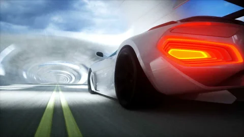 Futuristic sci fi tunnel. futuristic sport car. Realistic 4k animation. Stock-Footage 201601957