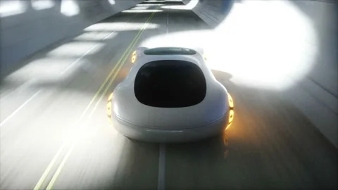 Futuristic sci fi tunnel. futuristic sport car. Realistic 4k animation. Vídeos de archivo 201603270