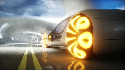 Futuristic sci fi tunnel. futuristic sport car. Realistic 4k animation. 스톡 동영상 201603271