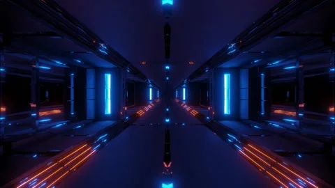 Futuristic sci fi tunnel with reflection Stock Footage 160550448