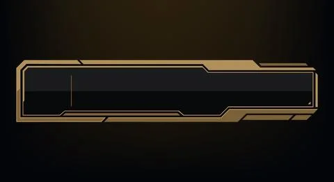 Futuristic sci fi UI lower third banner frame in gold and black tones. Geom.. Stock Illustration