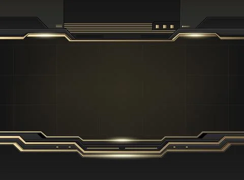 Futuristic sci fi UI overlay background dark metallic frame with elegant go.. Stock Illustration