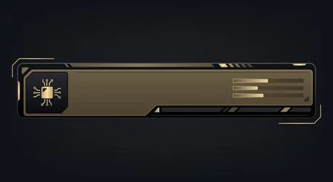 Futuristic sci fi user interface banner on a dark background. metallic gold.. Stock Illustration