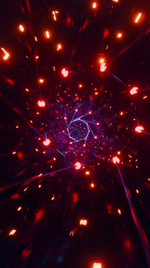 Futuristic Sci-Fi Vertical Tunnel Loop with Blue Neon Polygon and Orange Lights. Vídeos de archivo 329224964