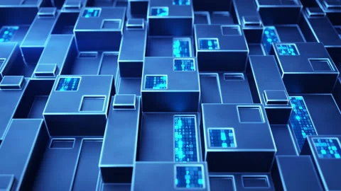 Futuristic sci-fi wall with digital HEX code 3D render seamless loop animation Stock Footage 119216779