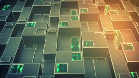 Futuristic sci-fi wall with digital HEX code 3D render seamless loop animation Stock Footage 145043487