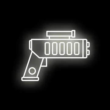 Futuristic sci fi weapon glowing neon laser gun icon Stock Illustration