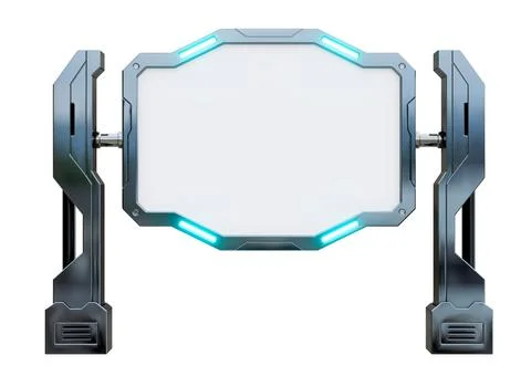 Futuristic sci fi white screen mockup monitor isolated on white background Stock Illustration