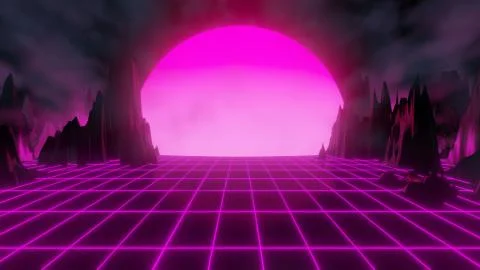 Futuristic sci fi wireframe landscape 3d rendering illustration background Stock Illustration