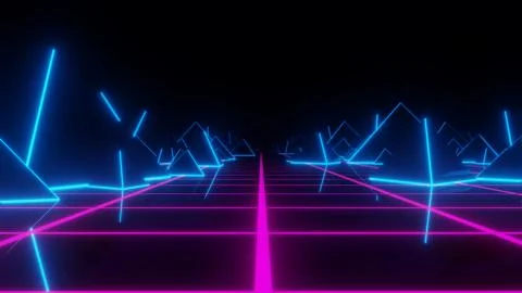 Futuristic sci fi wireframe landscape 3d rendering illustration background Stock Illustration