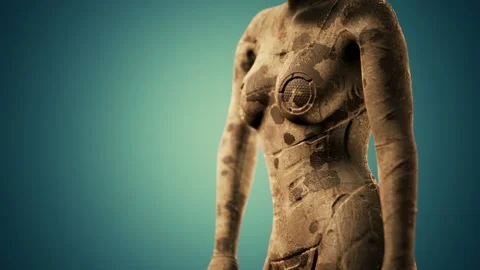 Futuristic sci fi woman in burned suit Видео 140483564