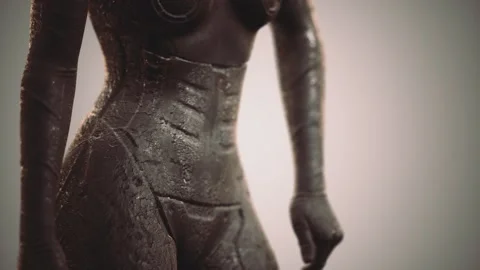 Futuristic sci fi woman in burned suit Видео 169744545