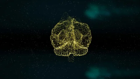 Futuristic science and technology. 3D rendering human brain formed by revolving Stock Footage 121804014