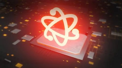 Futuristic science background with glowing atomic molecules. Stock-Illustration