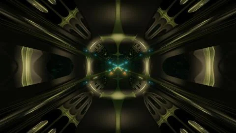 Futuristic science-fiction alien style tunnel corridor 3d illustration Stock Illustration
