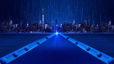 Futuristic science fiction cityscape. Digital art Digital metaverse artificial Stock Footage 313729253